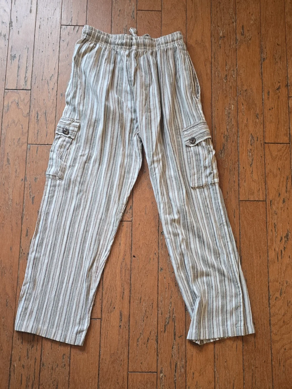 Men's Lightweight Striped Cargo Pants - Beige